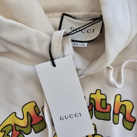 NWT Authentic Gucci Volcano Cotton hoodie in cream color